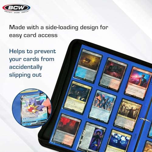 BCW Double-Sided 9-Pocket Pages (50 Blue) | Side-Loading Trading Card Binder Sheets | Card Storage & Display Solution - color: Blue