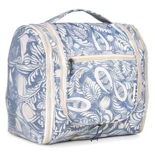 Narwey Large Hanging Travel Toiletry Bag for Women, Makeup Cosmetic Bag - color: B-Blue Leaf, size: Large