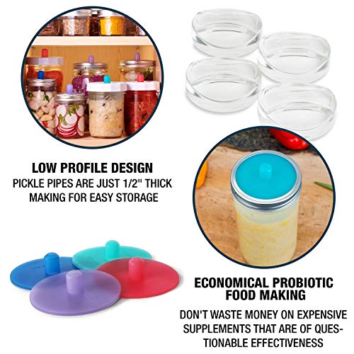 Masontops Pickle Pipes - Airlock Fermentation Lids - Wide/Small Combo Sauerkraut & Pickle Kit - Fermentation Jar Not Included - size: Wide/Small Combo 8PK