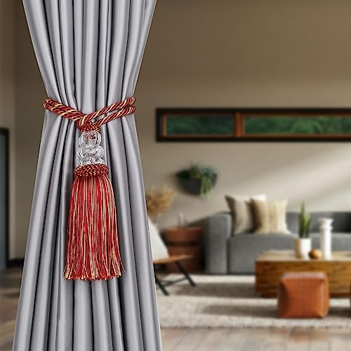 4 Pack Curtain Tiebacks with Tassel, Mix Red - color: Mix Red, size: 4