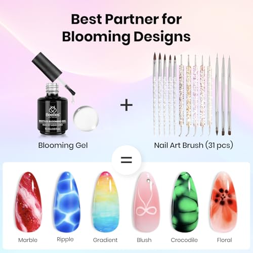 Beetles Nail Art Brushes 31pcs Blooming Gel Nail Polish Clear UV LED Kit - color: B-Multicolor-31