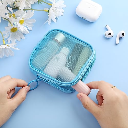 Weewooday 4Pcs Mesh Makeup Bag, Blue, Small, Classic - color: Blue, size: Small, style: Classic