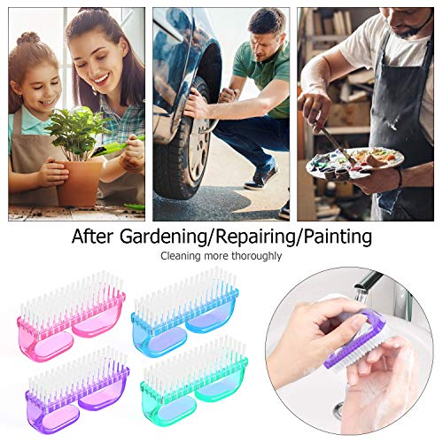 Larbois Handle Grip Nail Brush, Hand Fingernail Brush Cleaner Scrubbing Kit Pedicure for Toes and Nails Men Women (4 Pack) (Color-2) - color: Color-2