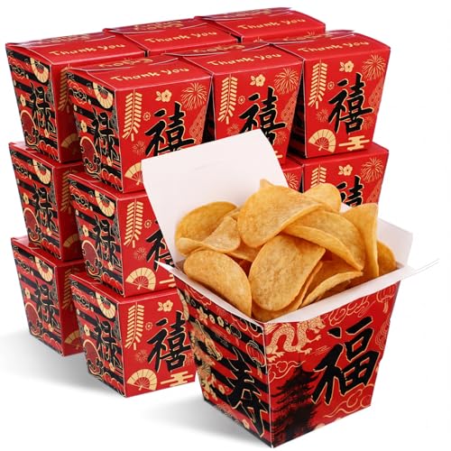 Sabary 50 Pcs 8 oz Chinese Take out Boxes Paper Food Containers