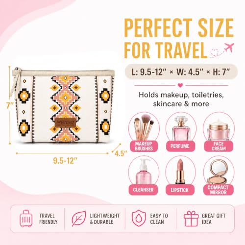 Wrangler Travel Makeup Bag Large Waterproof Cosmetic Bag for Women - color: Beige