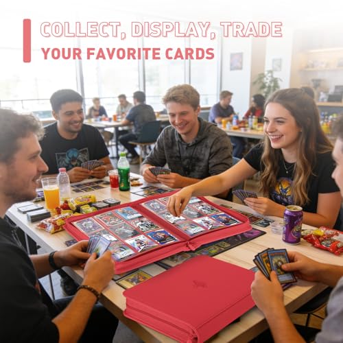 Trading Card Binder 9 Pocket, 360 Pockets Card Collection Binder - color: Red