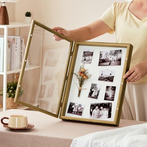 12x16 Brown Deep Shadow Box Picture Frame with Polished Plexiglass - color: Brown, size: 12x16