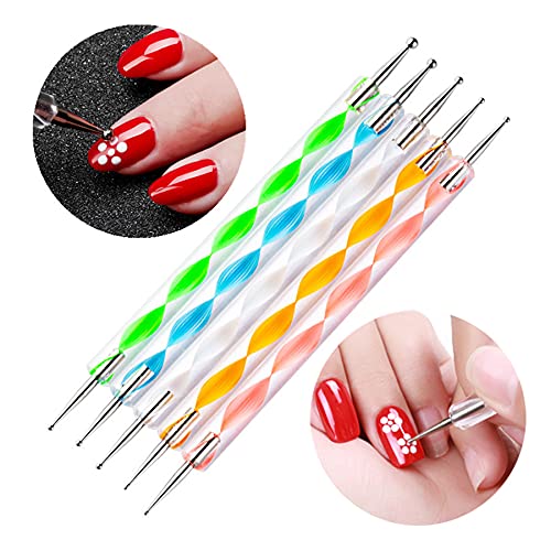 FULINJOY 20PCS Nail Art Design Tools, 15PCS Painting Brushes Set (Black) with 5PCS Dotting Pens