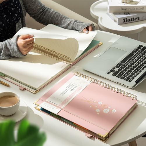 Ovesmusl 5-Subject Hardcover Spiral Notebook, 8.5" x 11", College Ruled - color: Pink, size: 8.5"x11"