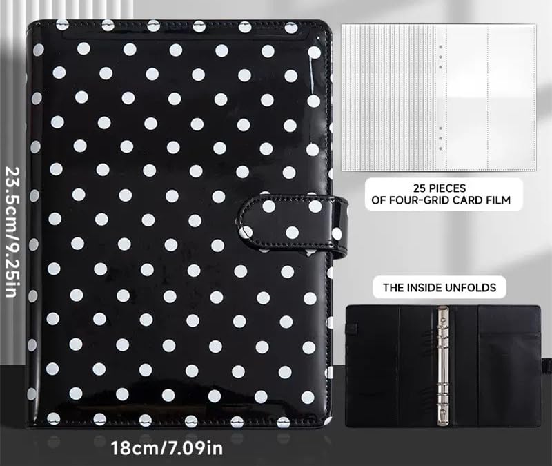  A5 Photocard Binder with 25 Pack 4-Pocket Double Sided Sleeves 6 Ring Photocard Book with 1pcs photocard holder PU Leather Cover Collector for 2x3’’ Album Cards Trading Card (Black) - color: Black