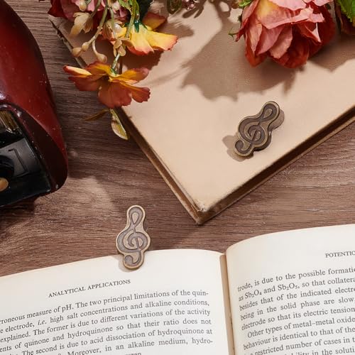 CRASPIRE 2Pcs Musical Note Theme Journal Clip Antique Bronze Metal Paper Clips Notebook Vintage Page Holder Decorative Clamp Document Office School Travelers Organizer Home DIY Accessories - style: Music Note