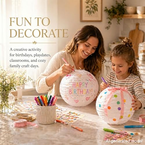 LIHAO 16 Inch White Round Paper Lanterns, 10-Pack - size: 16 inches