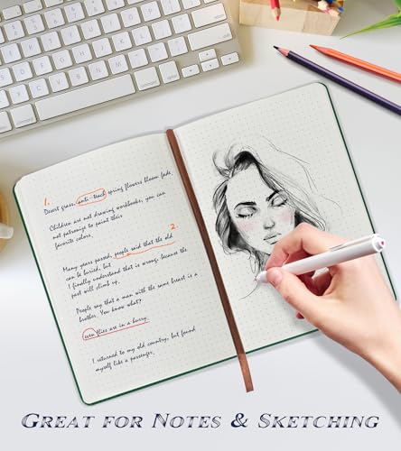 Biuwory Dotted Journal Notebook, 140 Dot Grid Pages, Medium 5.7"×8.3" - color: Green, size: Dotted-140 Pages (5.7"×8.3")