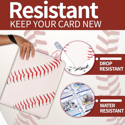 Baseball Card Binder, 1080 Pockets 9-Pocket Trading Card Album with Zipper - color: Baseball B