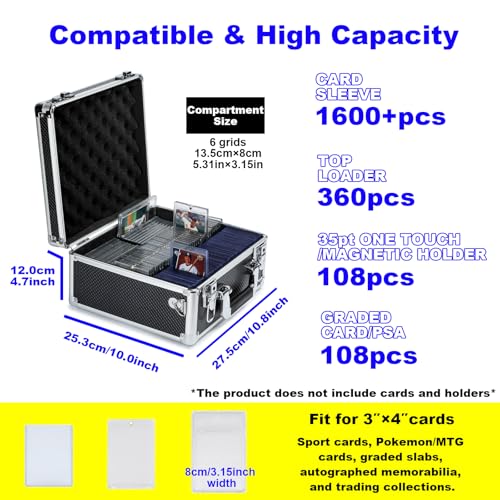 Lockable Trading Sports Card Case Storage Box Holder Organizer - color: Black, size: Medium