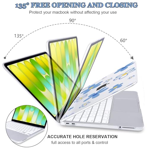 Blue Floral Clear Case for 2026 MacBook Neo 13 Inch A18 Pro A3404 - color: Minimalist Blue Floral