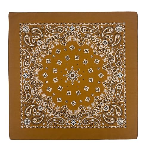 Every-ville Cotton Bandana Handkerchief for Men & Women, 3 Pack - color: Brown