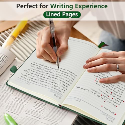 Lined Notebook 5.9"x8.5", Hardcover Leather Journal for Women Men,160 Pages - color: Green, size: Lined Page
