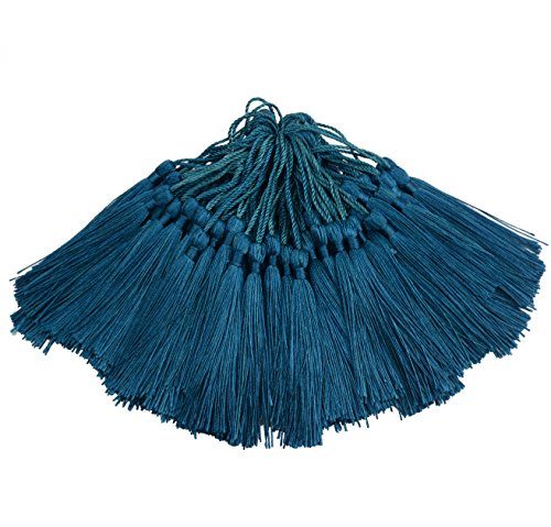 100Pcs 5 Inch Silky Bookmark Tassels for Jewelry, Souvenir(Dark Teal) - color: Dark Teal