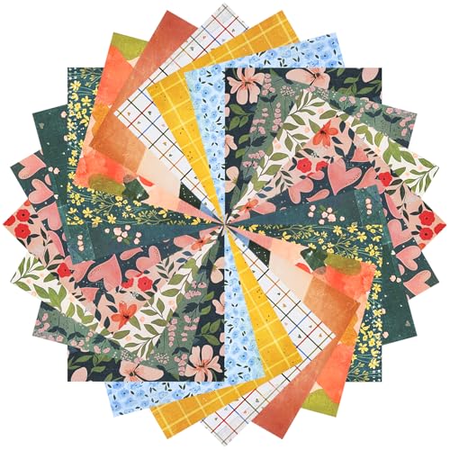 24Pcs 6×6 Scrapbook Paper Pad Decorative Decoupage Paper Pink Yellow Floral Pattern Pack Scrapbook Supplies For DIY Photo Album Decor Art Junk Journal Supplies,Card Making Scrapbooking Craft