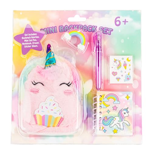VOTUM Unicorn Keychain Charm for Backpacks, Purses, Handbags, Car Keys with Stationery Set - Includes Mini Notebook, Gel Pen, Eraser, Stickers - Portable & Fun Gift for Tweens Ages 8+ - style: Unicorn