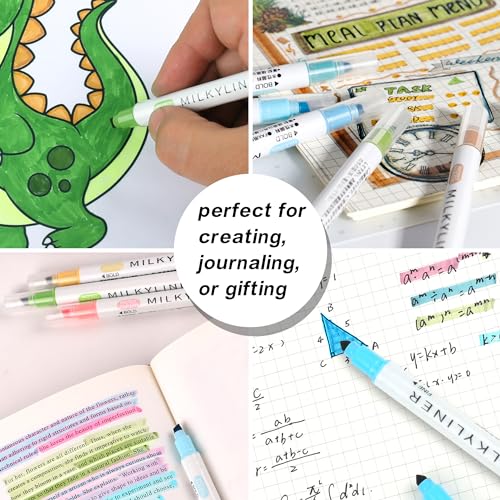 HANKU 24 Pcs Pastel Highlighters,Dual Tip No Bleed Assorted Colors - color: 24 Colors