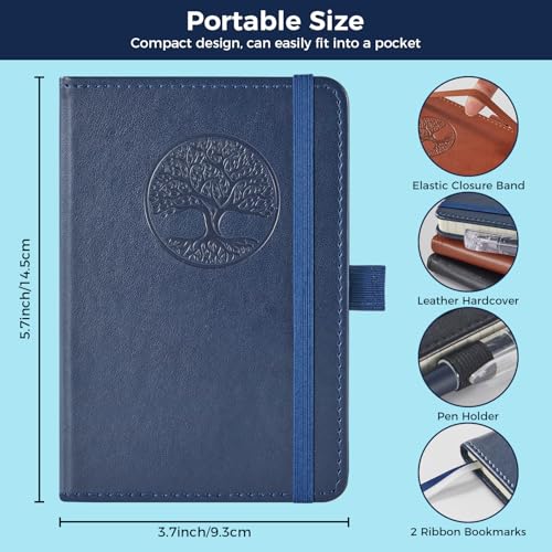 NIRMIRO (3 Pack) Small Journal Pocket Notebook with Pen, A6 (3.7" x 5.7"), for Men Women Work, Writing, Travel, Business - color: 3 tree, size: A6