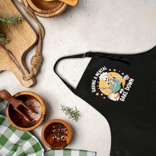 Funny Apron for Men Women,Humorous Kitchen Apron- Grilling Cooking BBQ Accessories, Gift for Dad Husband - color: Having a Mental