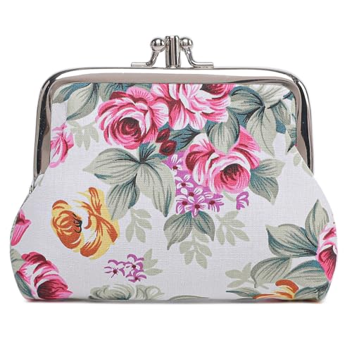 Cute Floral Buckle Coin Purses Vintage Pouch Kiss-lock Change Purse Wallets… - color: 24