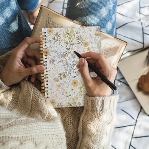 Wheatwin Floral Notebook Journal, Wildflower Cute Hardcover Spiral Notebook for Work Note Taking Women Writing School Teen Girls 5.5x8.3 - color: Flower - 3