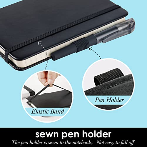 Small Notebook Pocket Journal, A6 3.7" x 5.7", 3 Pack, Black Leather Cover - color: 3 Black, size: A6