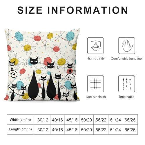 Mid Century Modern Cat Pillow Covers Atomic Cat Diamonds Iconic Sputnik Black Retro Abstract Geometric Home Decor Sofa Bedroom Cushion Outdoor Indoor Decorations 16 "x16 - color: Cat-5, size: 16" x 16" (Pack of 2)