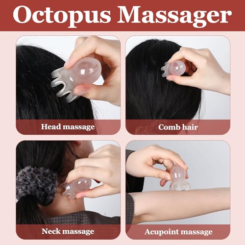 2 Pcs Octopus Scalp Massager Comb Hair Massage Scalper Spa Equipment Gifts