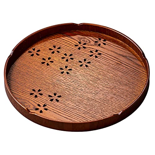 Round Tray Cherry Blossom Pattern Tea Serving Tray Tea Serving Plate