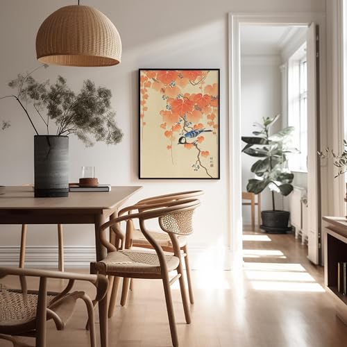 Poster Master Vintage Great Tit on Paulownia Branch Poster - Retro Bird Print - Japanese Art - Gift for Men, Women & Animal Lover - Decor for Dorm, Bedroom or Living Room - 8x10 UNFRAMED Wall Art - color: Style-12, size: 8"L x 10"W