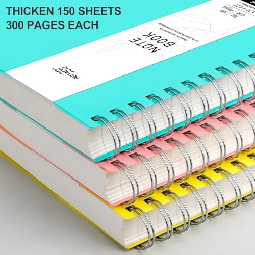 RETTACY Spiral College Ruled Notebook, 300 Pages, B5 Medium Size (7.4" x 10"), for School, Work, Writing, Journaling, 100 GSM Thick Paper, Flexible Plastic Cover (Tiffani Blue) - color: Tiffani Blue, size: 7.4" x 10"
