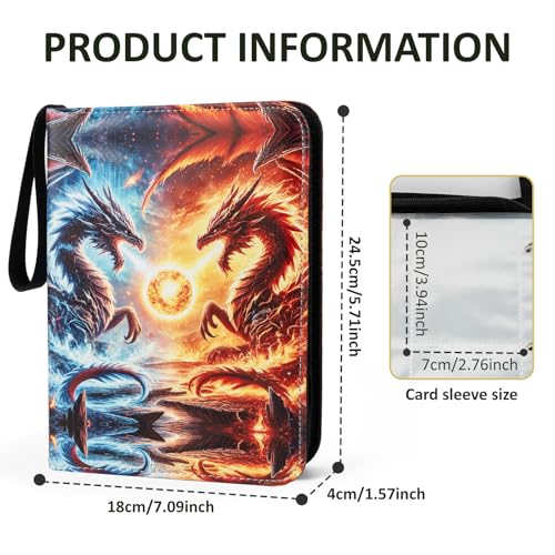 Trading Card Binder Album, 400 Pockets, 50 Removable 4-Pocket Pages, Waterproof (Dragon-A) - color: Dragon-A