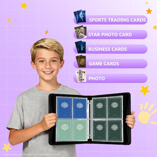 Premium Trading Card Binder, 4 Pocket Trading Card Binder for Pokemon TCG - color: Purple, size: Large