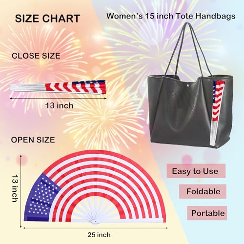 American Flag Fan-Folding Hand Fans-13 inch Large Rave Fan Popping Fan Clacking Fans for Line Dancing Outdoor,Wedding,Party,Decoration (American Flag,2 Packs) - color: American Flag