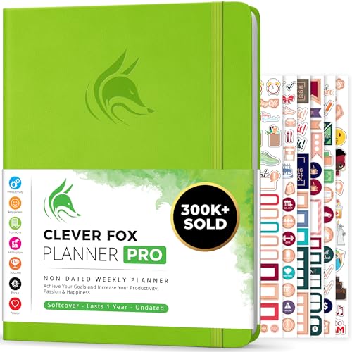 Clever Fox Planner PRO, Undated Weekly Planner, 8.5x11 Lime Green - color: Lime Green (Undated), size: A4 (8.5" x 11") Standard Version