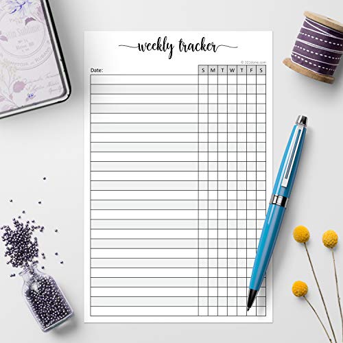 321Done Weekly Tracker Notepad, 5.5x8.5 Inches, 50 Sheets, Sunday Start - color: SMTWTFS, size: 5.5" x 8.5" Portrait