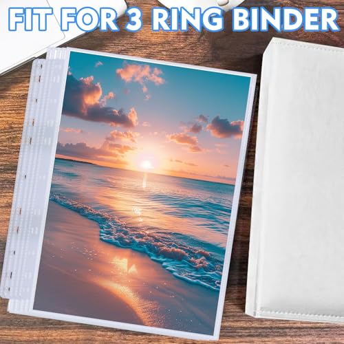 50 Pack 8x10 Photo Sleeves for 3 Ring Binder - Holds 100 Photos, Archival Safe, Acid-Free, Clear Plastic Page Protectors for Photo Albums, Postcards, Pictures - size: 8"x10"