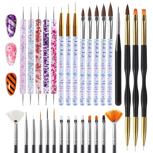 Artdone 31pcs Nail Art Brushes Tools Set Dotting Tools for Gel Polish - color: 31Pcs