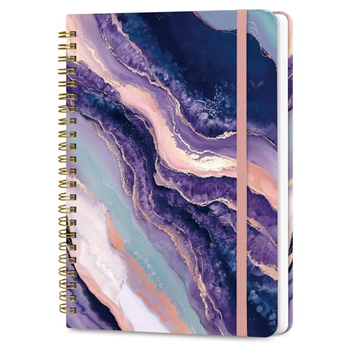 ZOTIA Lined Spiral Journal Notebook for Women, A5 College Ruled Journals for Writing, Hardcover Notebooks for Work, Note Taking and Office School Supplies, 140 Pages - Amethyst Flow - color: Y-Amethyst Flow