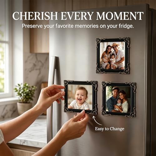 Photo Magnet Frames for Fridge, Mini Black Frames Set of 2 - color: Black G