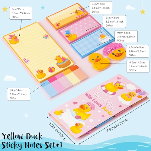 Xqumoi Duck Lovers Sticky Notes Set - Just A Girl Who Loves Ducks Self-Stick Note Pads Cartoon Animal Duckie Writing Memo Pad Page Marker Bookmarker Back to School Office Party Favors Supplies - color: 1pack-duck