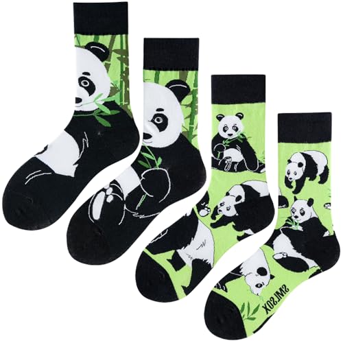 2 Pairs Cartoon Animal Crew Socks Fun Cotton Mid Calf Socks for Women - color: Panda
