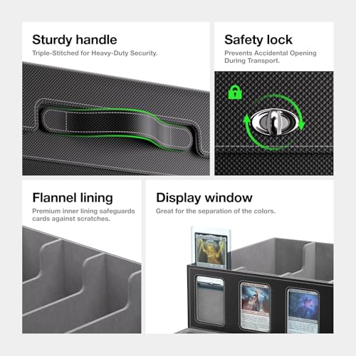 Trading Card Storage Box 3900+ with Handle, Black - color: Black, size: 3900+ with Handle & Metal Latch