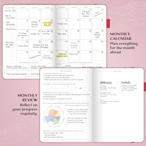 Legend Planner PRO Weekly & Monthly, Large Undated, 7”x10”, Hot Pink - color: Hot Pink + Gold Foil