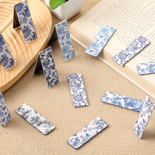 Chinoiserie Magnetic Bookmarks Gifts - 30 Pcs Blue and White - style: Chinoiserie